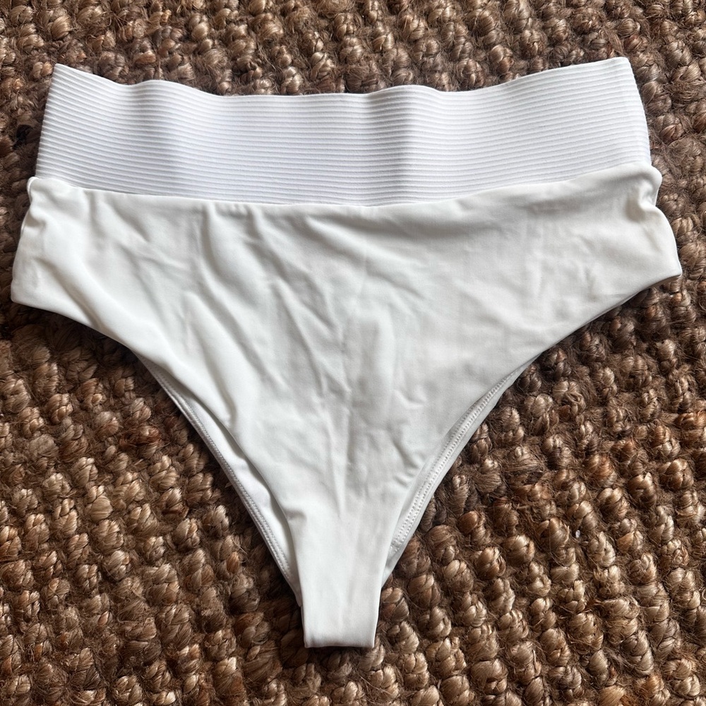 Lovewave White High waisted Seamless Swim Bikini Bottoms Small